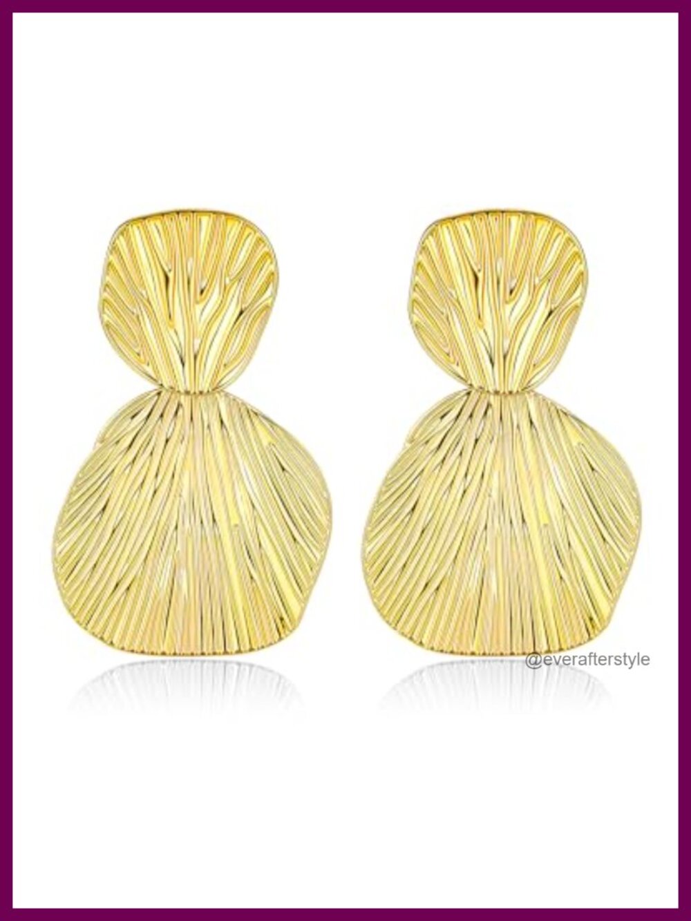 18K Gold Plated Chunky Leaf Floral Geometric Dangle Statement Earrings